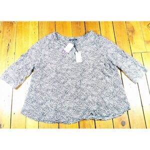 Jasmine & Juliana Long Sleeve Women's 3X Black Anstract Casual Shirt